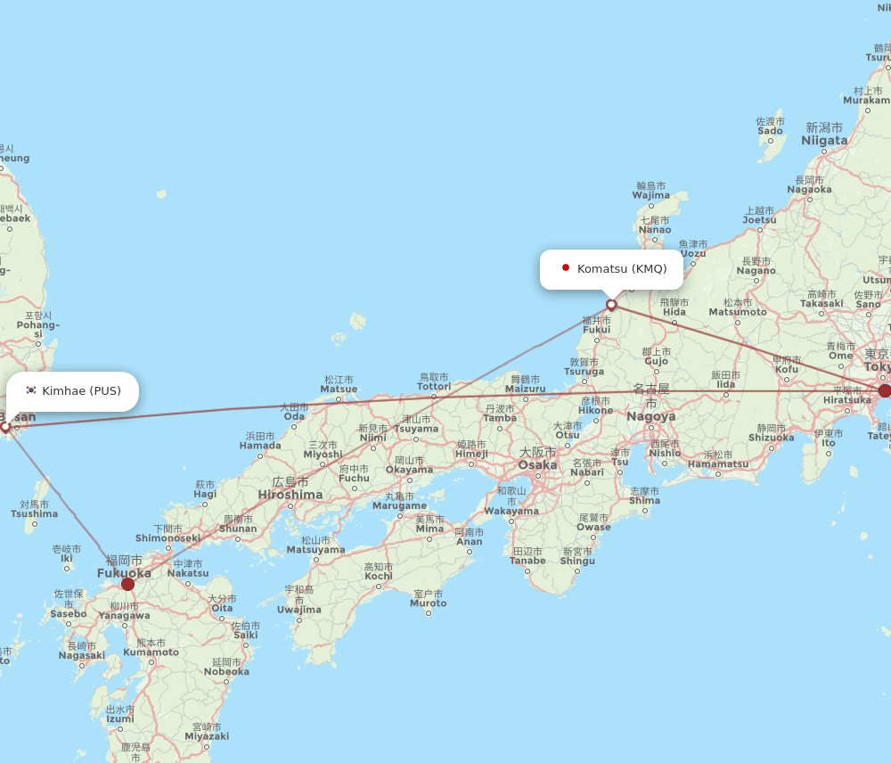 KMQ to PUS flights and routes map