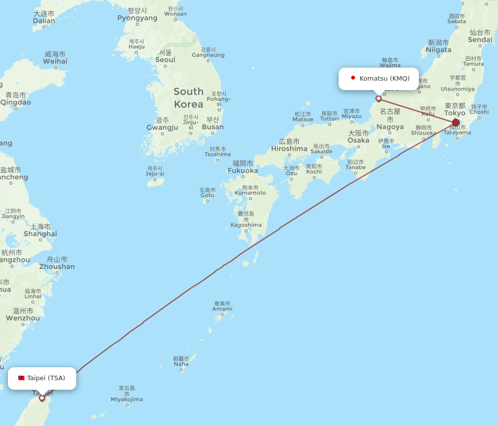 KMQ to TSA flights and routes map