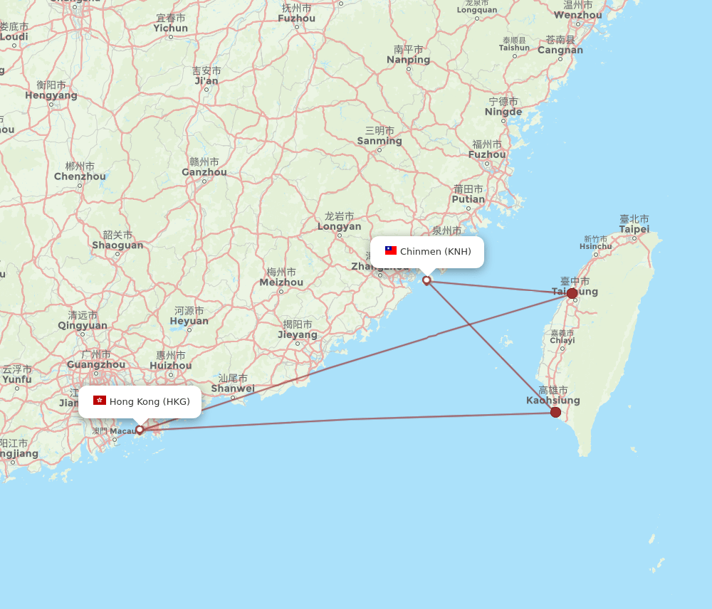KNH-HKG flight routes