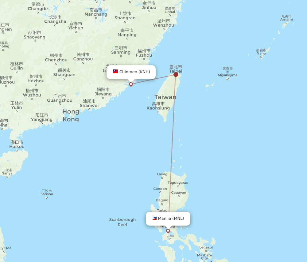 KNH-MNL flight routes