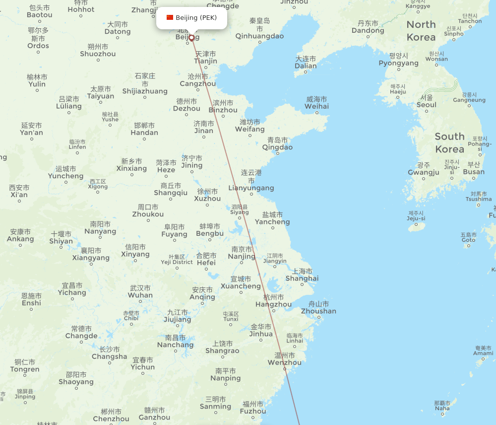 KNH-PEK flight routes