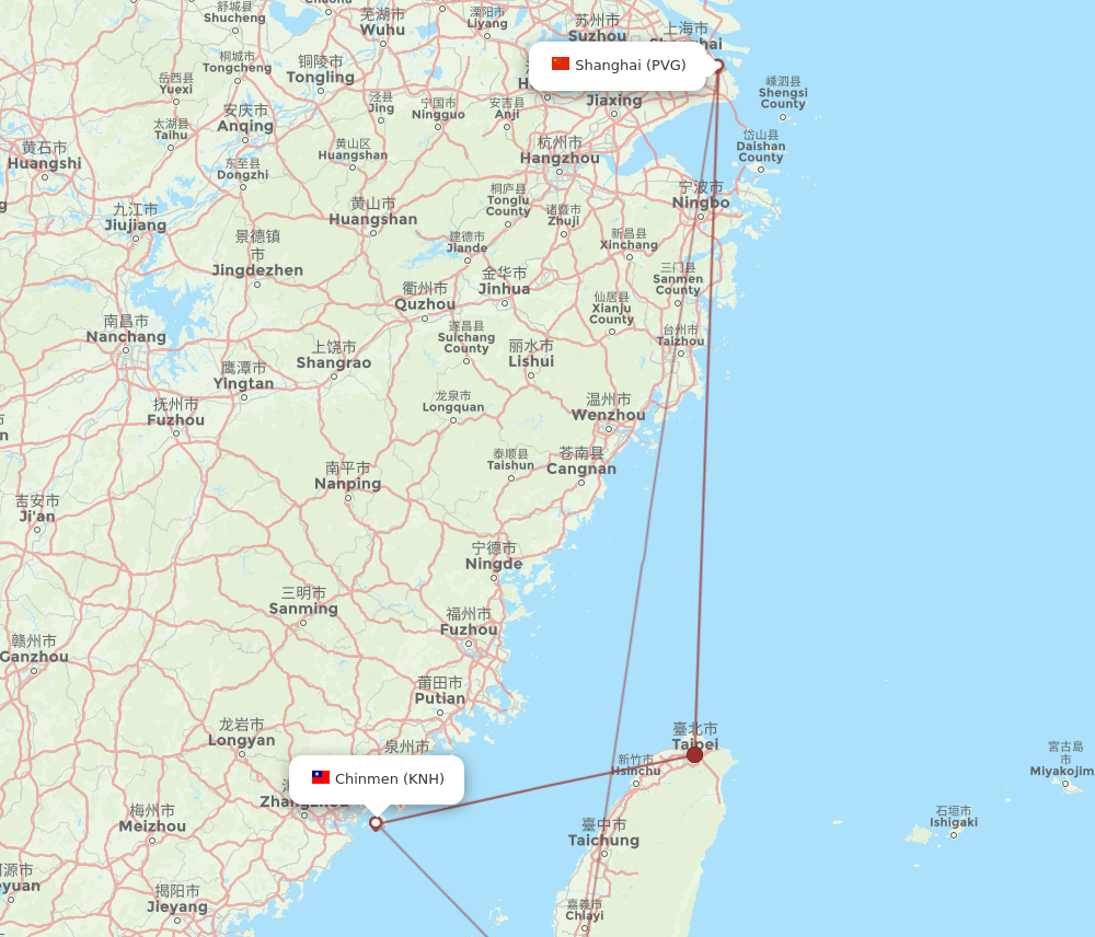 KNH-PVG flight routes