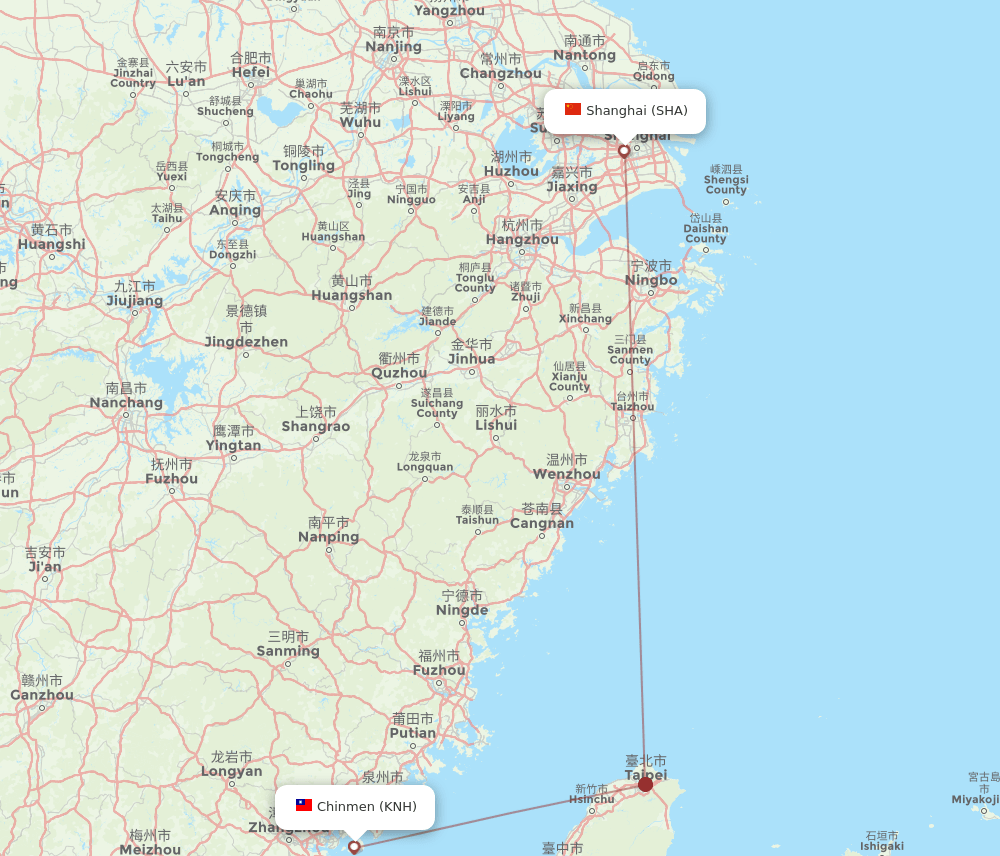 KNH-SHA flight routes