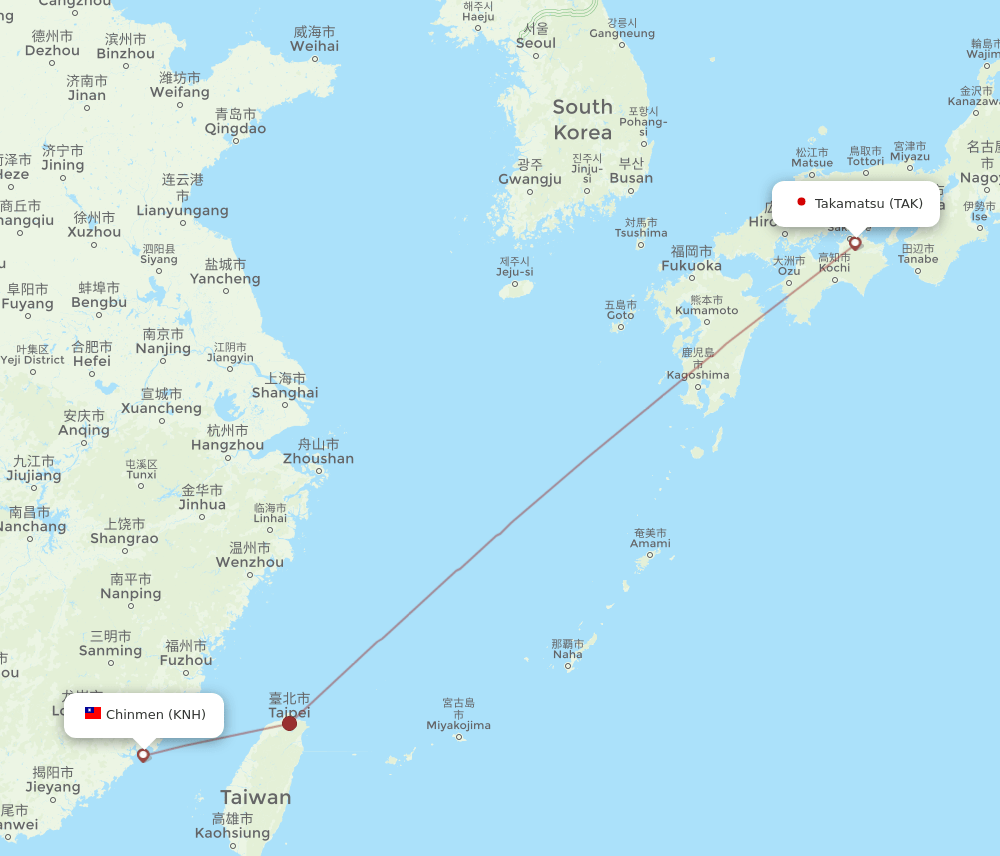 KNH-TAK flight routes