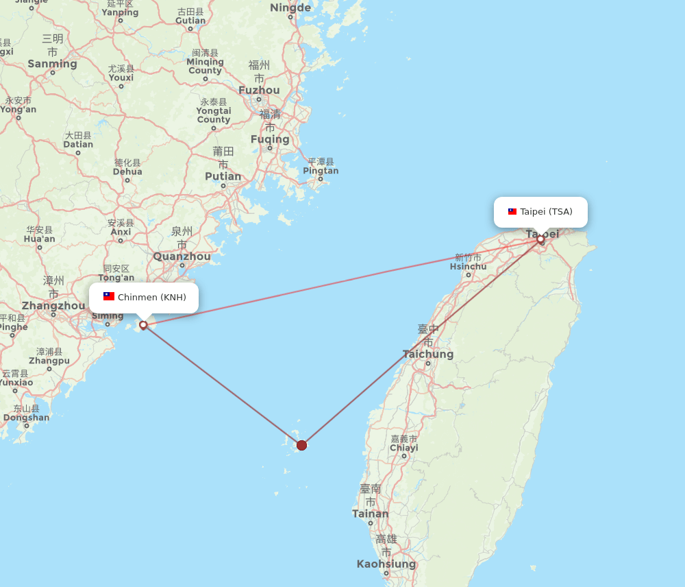 KNH-TSA flight routes
