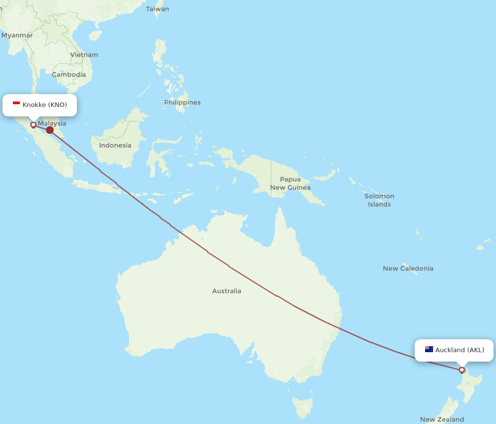 KNO-AKL flight routes