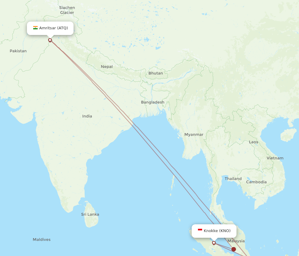 KNO-ATQ flight routes