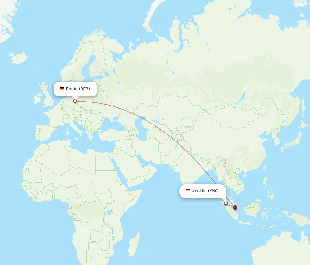 Kuala Namu - Berlin route map and flight paths