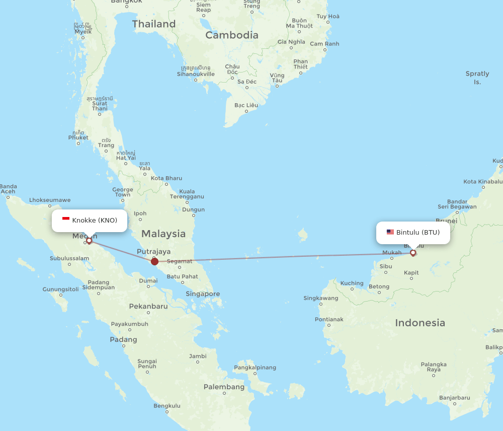 KNO-BTU flight routes