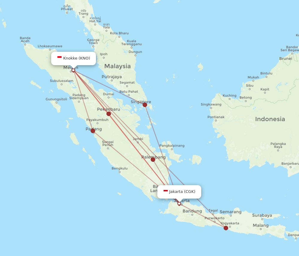 KNO to CGK flights and routes map