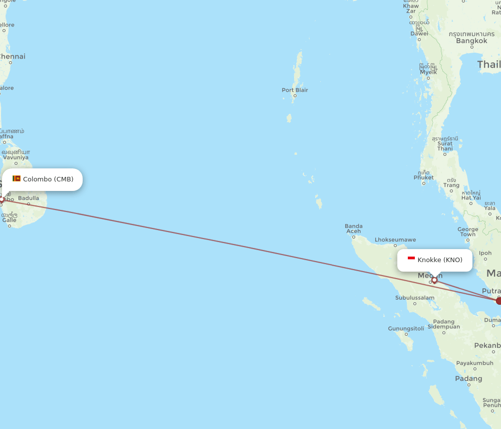KNO-CMB flight routes