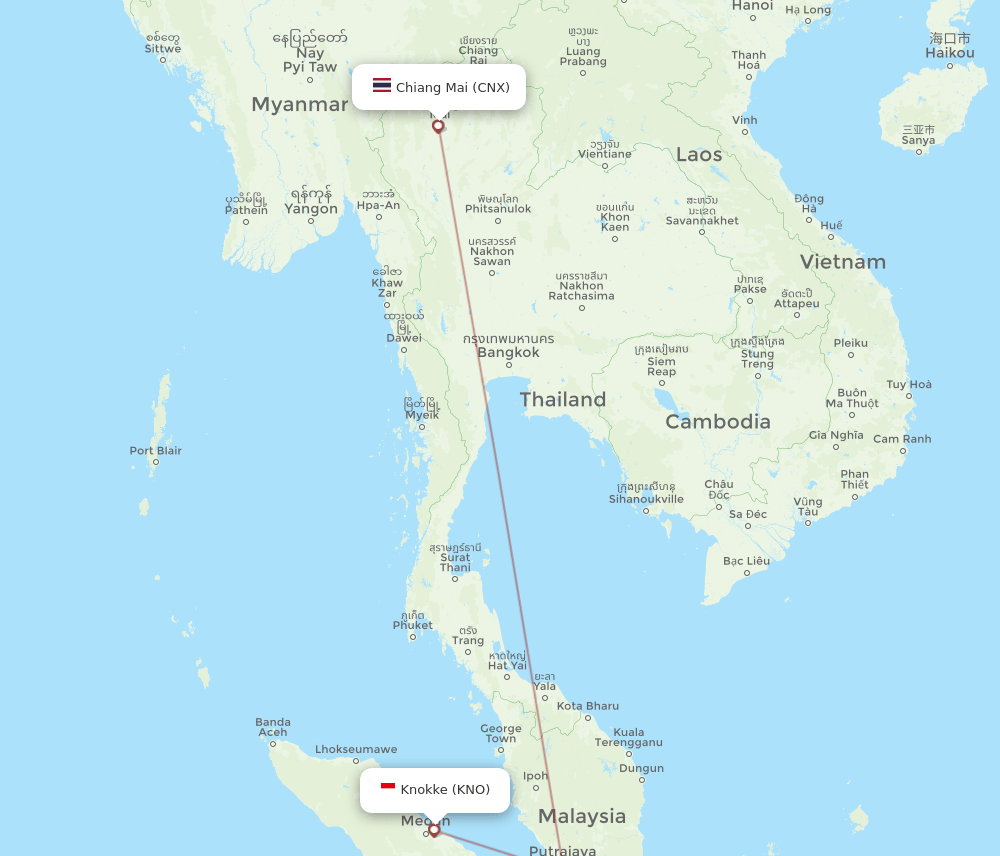 KNO-CNX flight routes