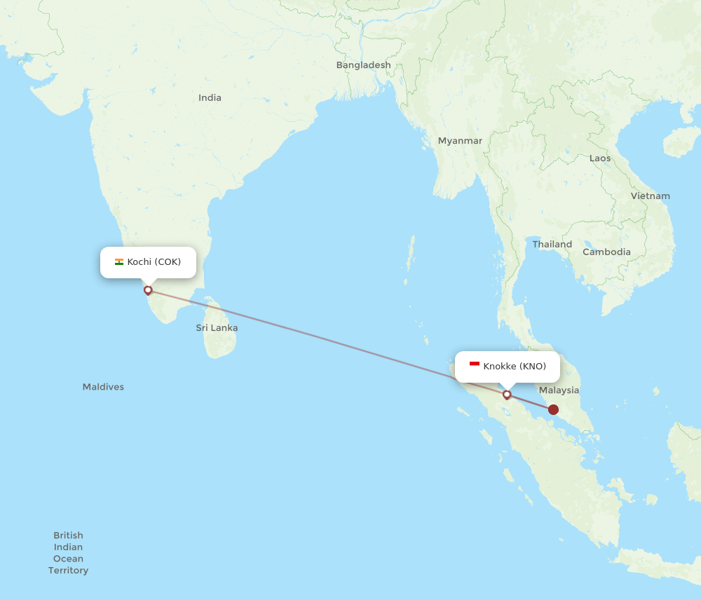 KNO-COK flight routes