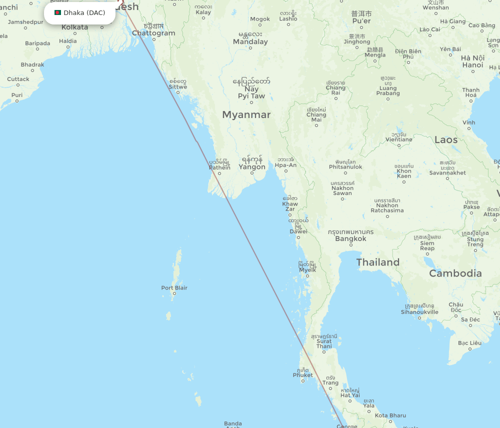 KNO-DAC flight routes