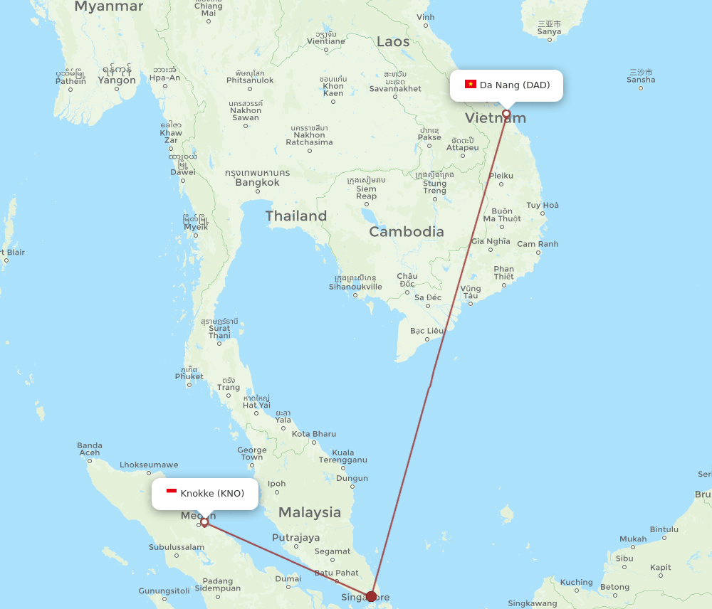 KNO to DAD flights and routes map