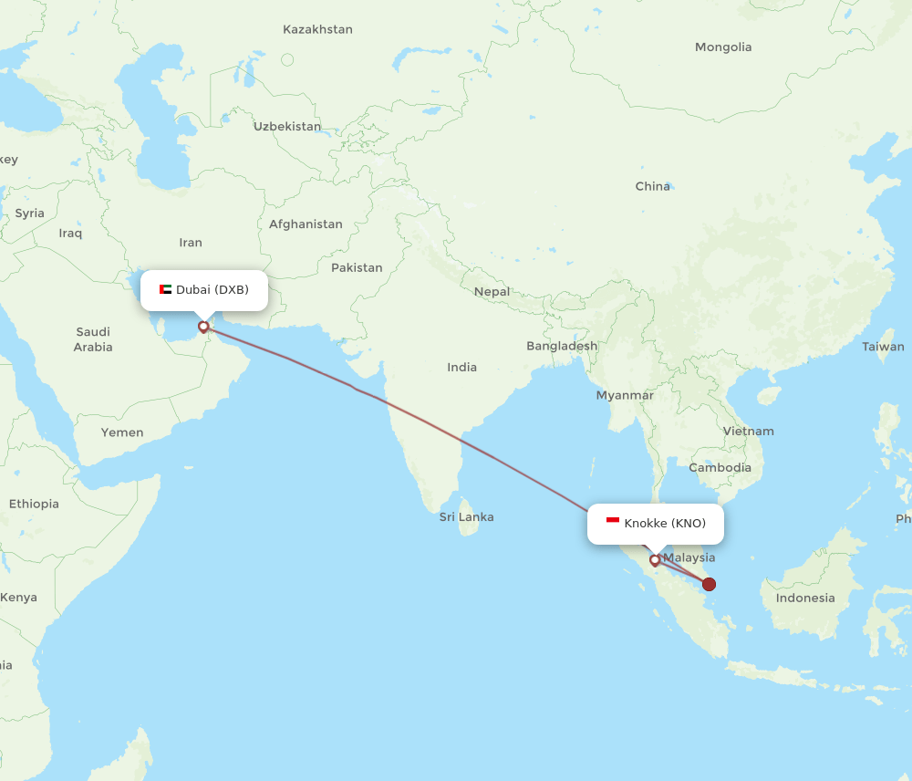 KNO-DXB flight routes