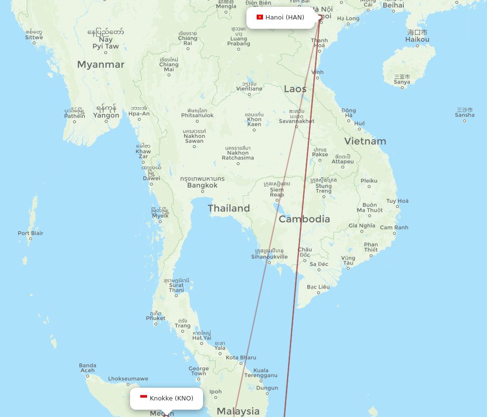 KNO-HAN flight routes