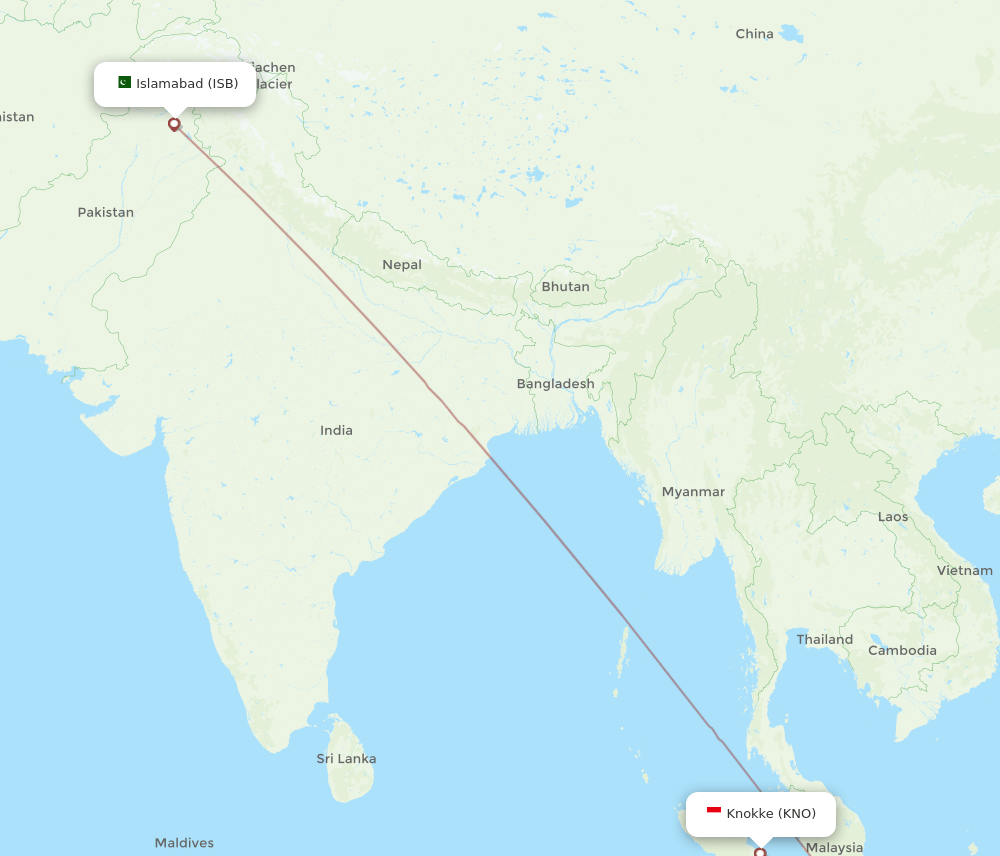 KNO-ISB flight routes