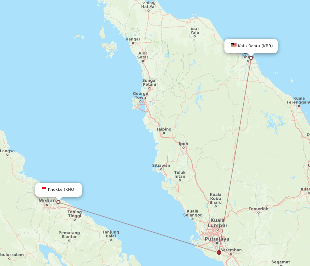 KNO-KBR flight routes