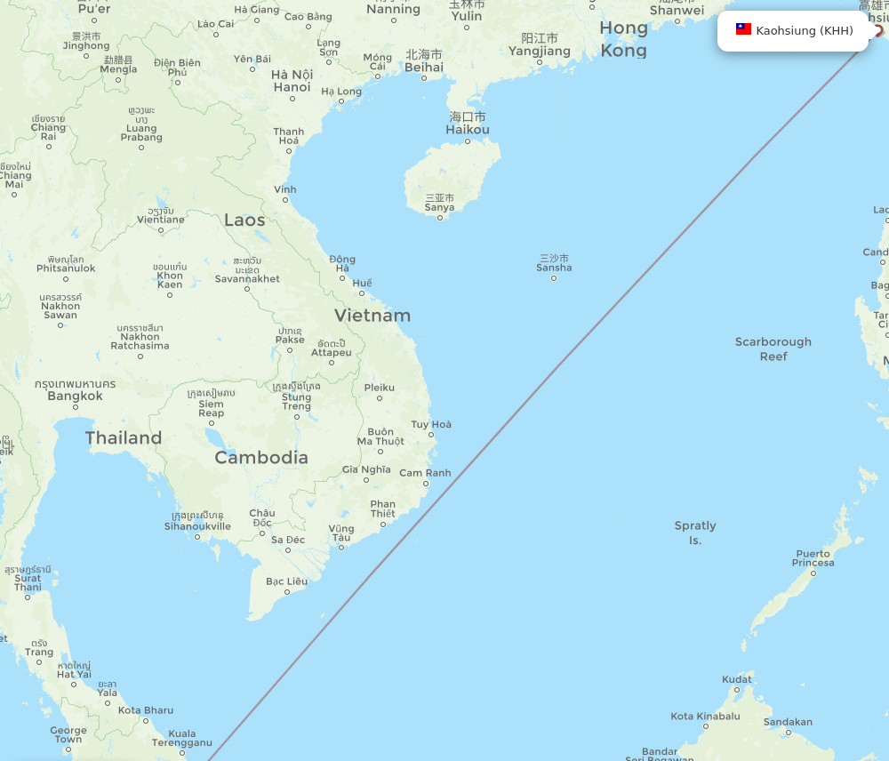 KHH to KNO flights and routes map