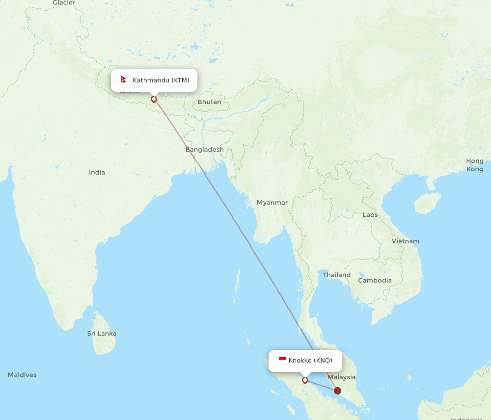 KNO-KTM flight routes