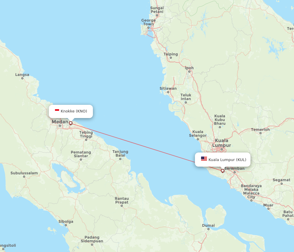 KNO to KUL flights and routes map