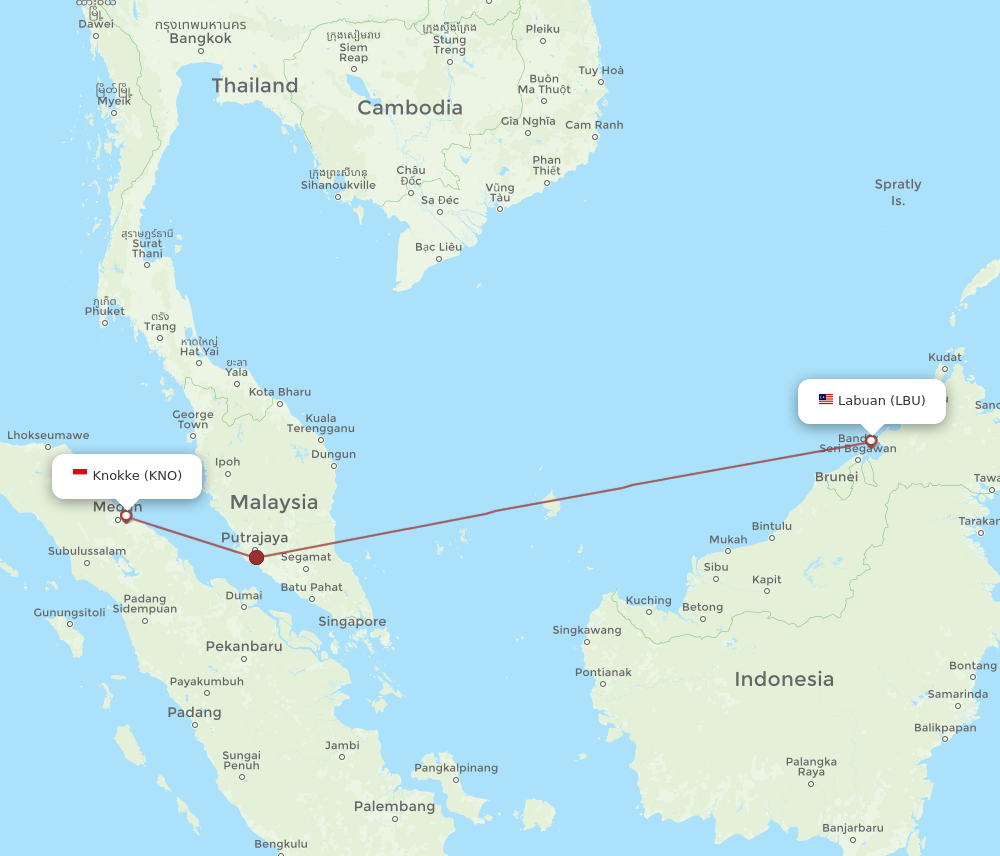 KNO-LBU flight routes