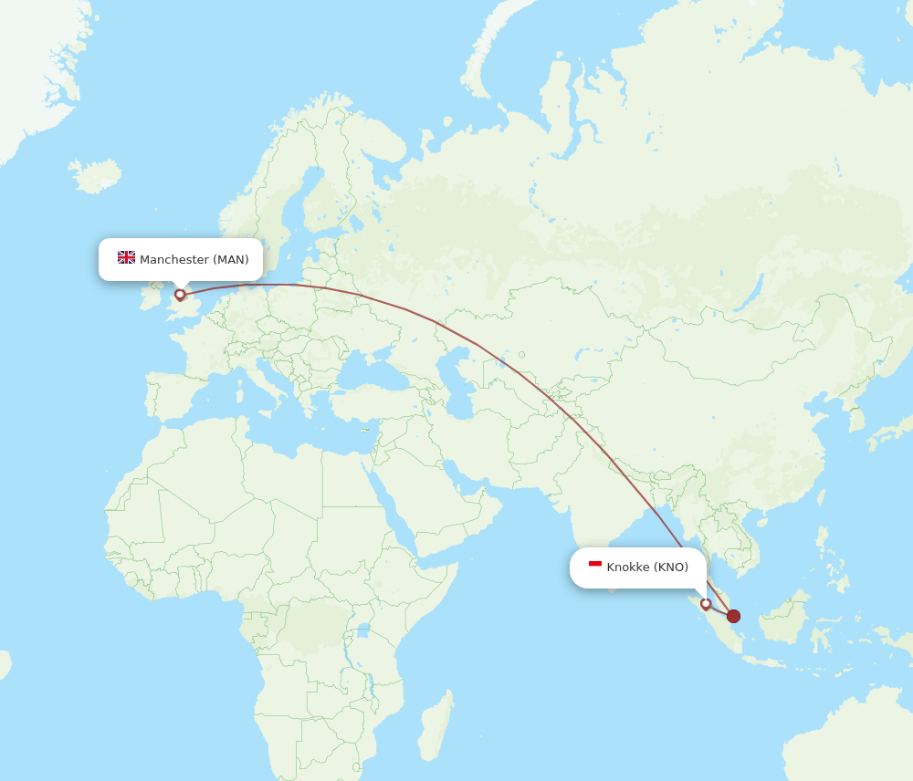 KNO-MAN flight routes