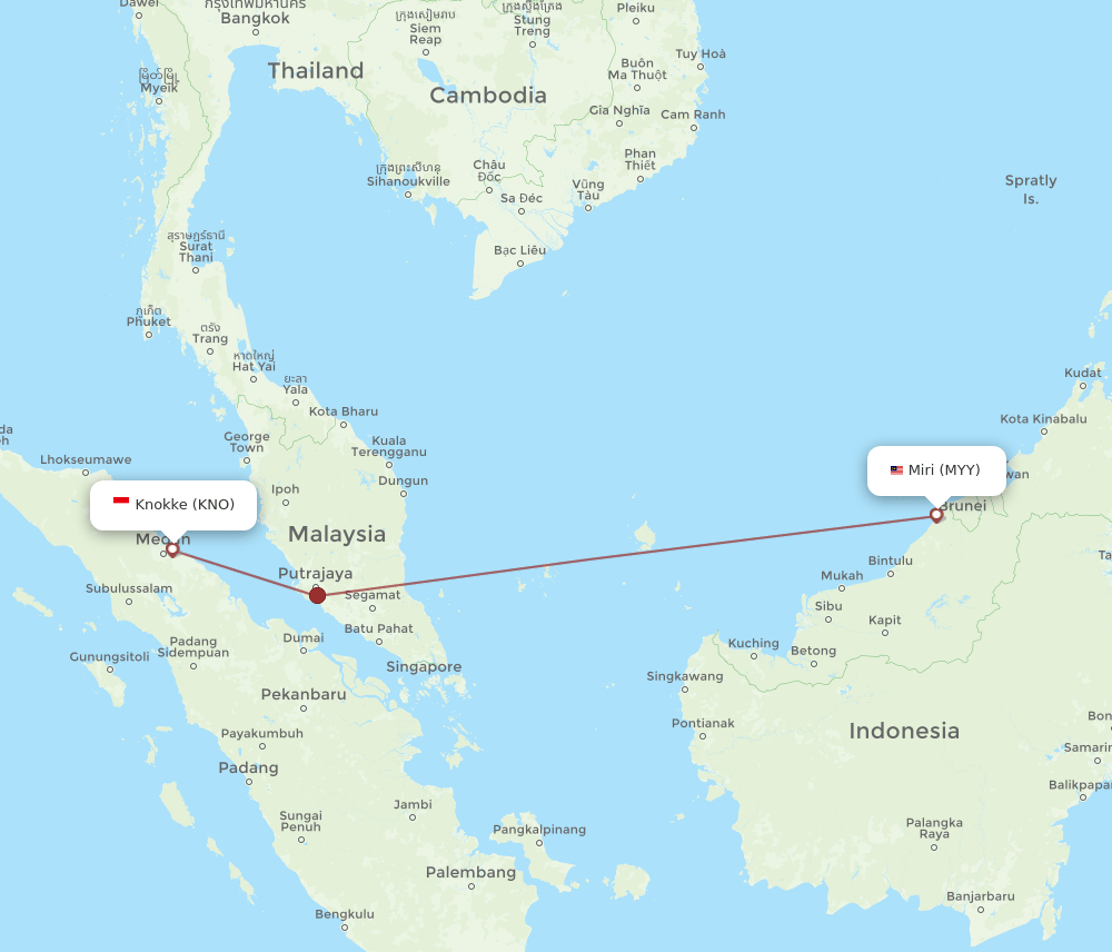 KNO-MYY flight routes