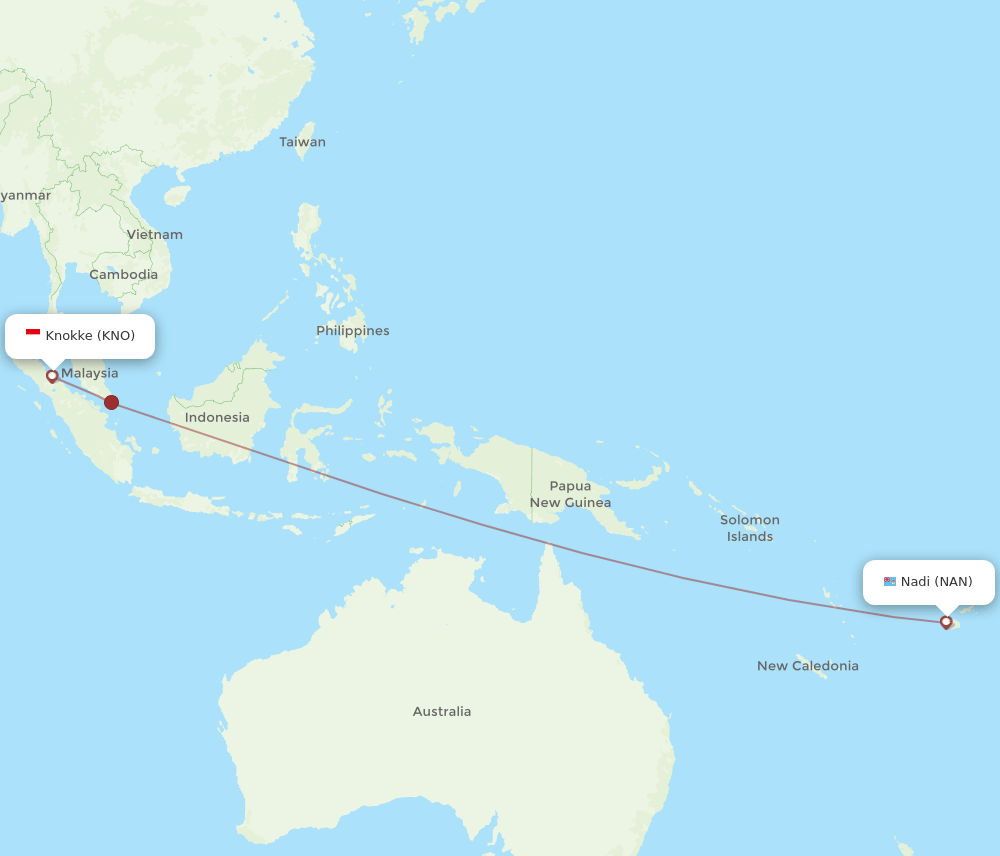 KNO to NAN flights and routes map