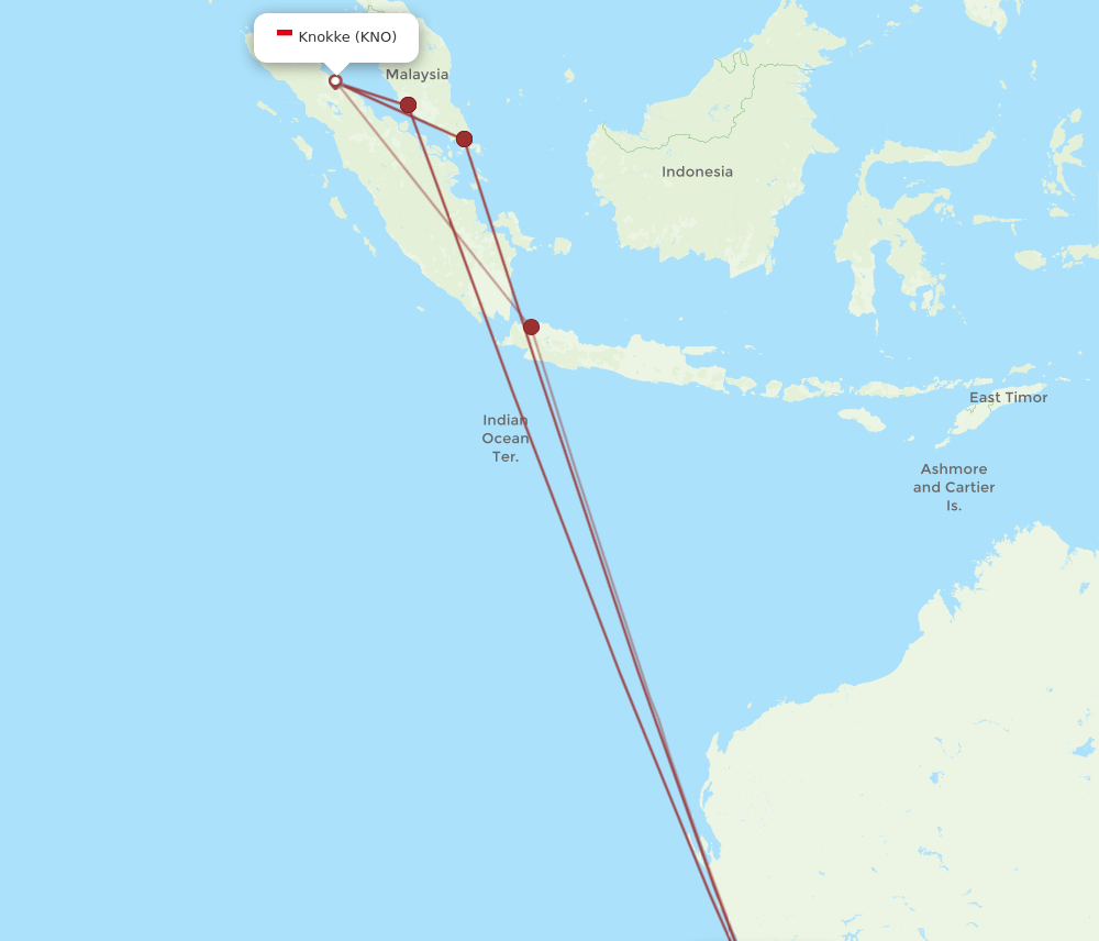 KNO-PER flight routes
