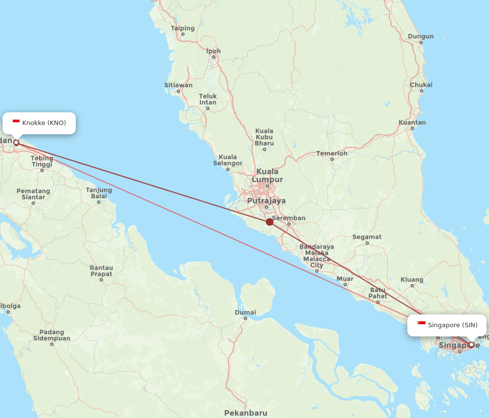 KNO-SIN flight routes