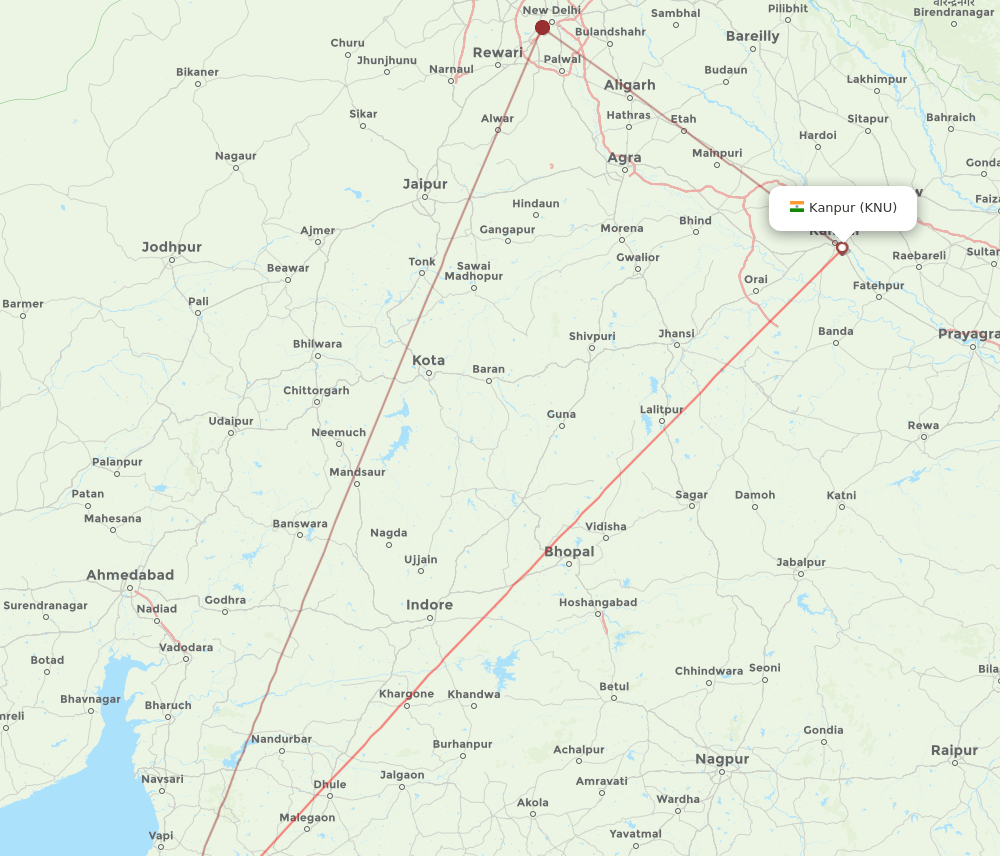 KNU-BOM flight routes