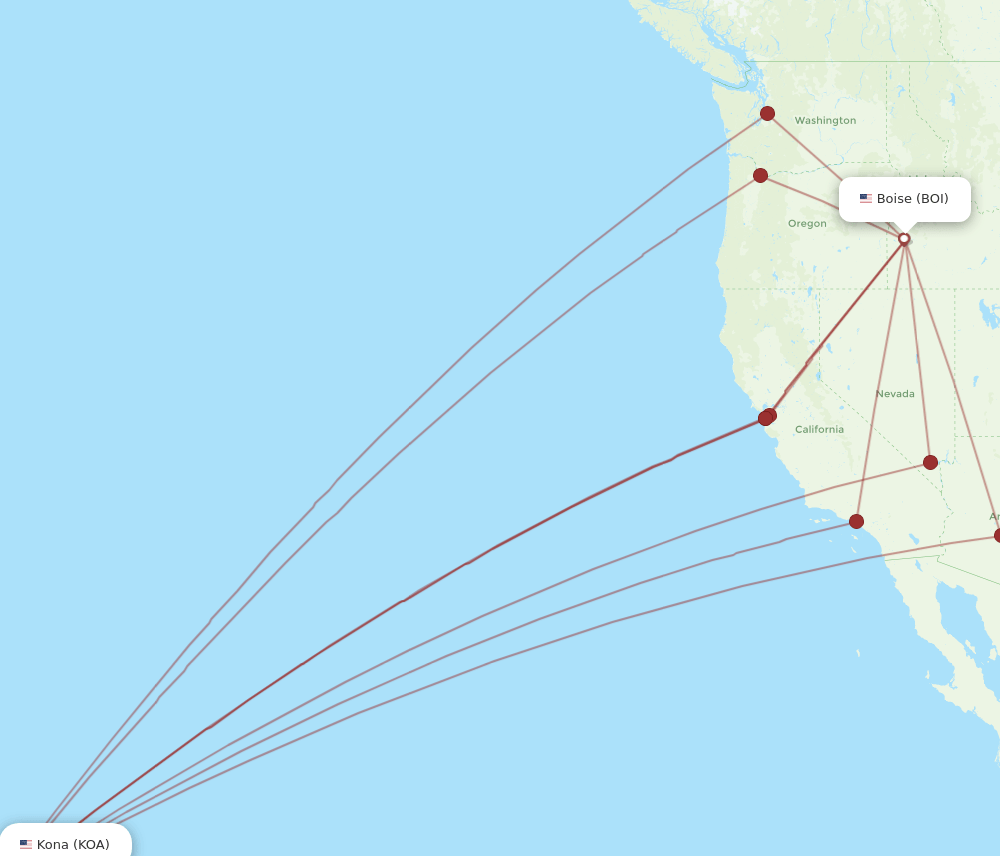 KOA to BOI flights and routes map