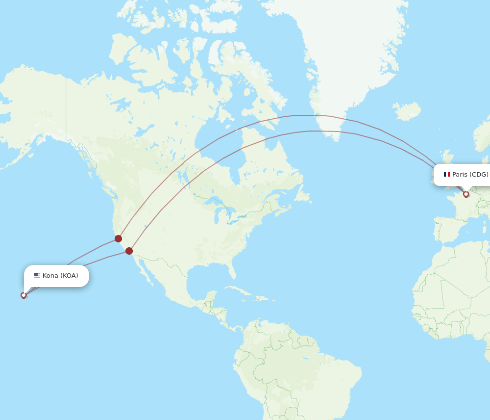 KOA-CDG flight routes