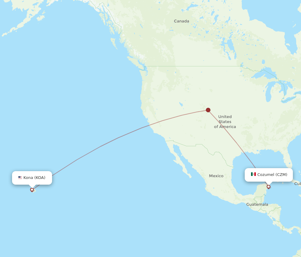 KOA to CZM flights and routes map
