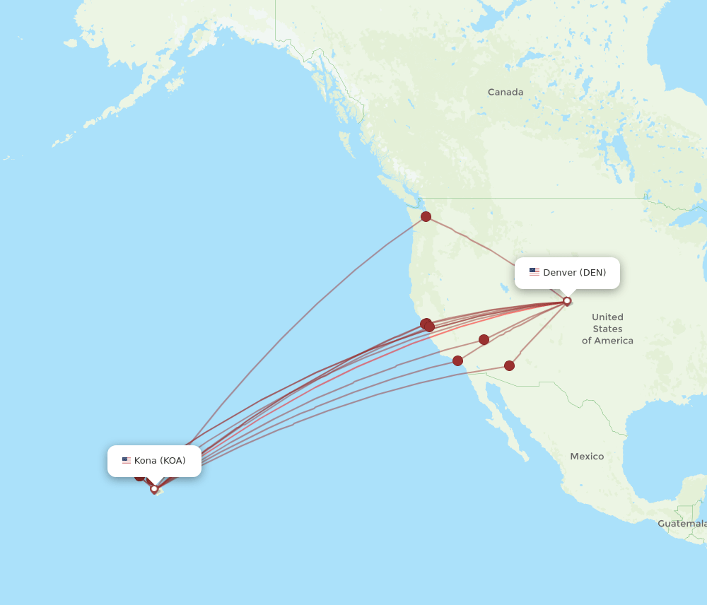KOA-DEN flight routes