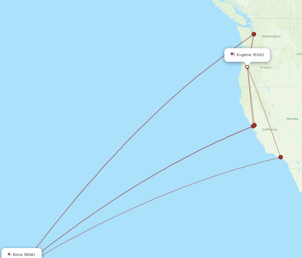 KOA-EUG flight routes