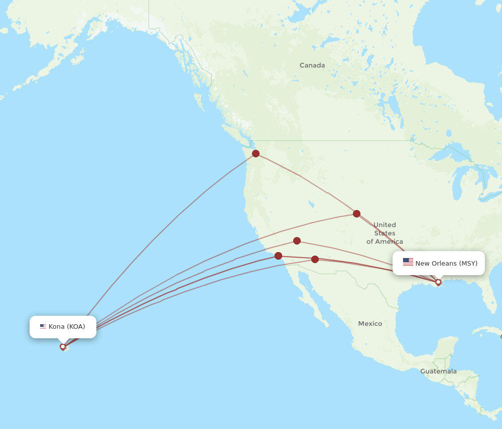 KOA-MSY flight routes