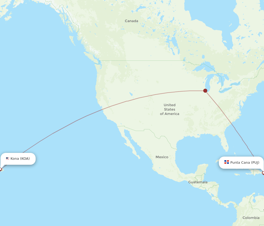 KOA-PUJ flight routes