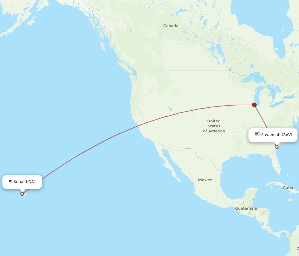 KOA-SAV flight routes