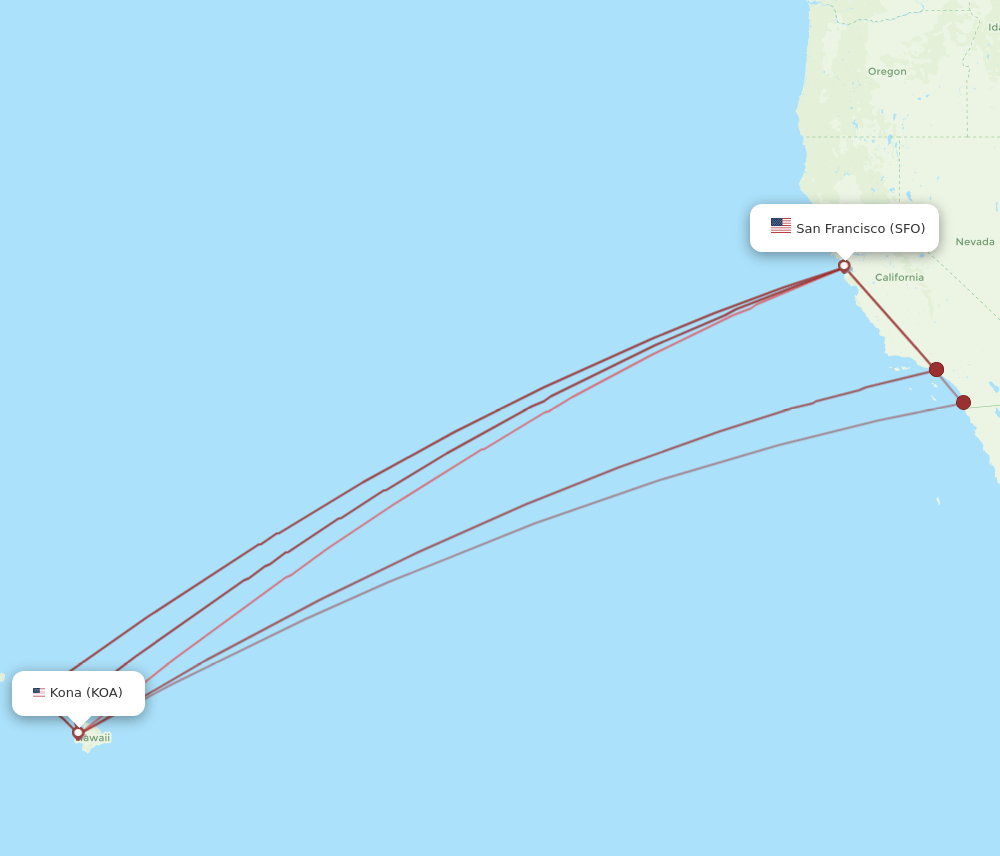 KOA-SFO flight routes