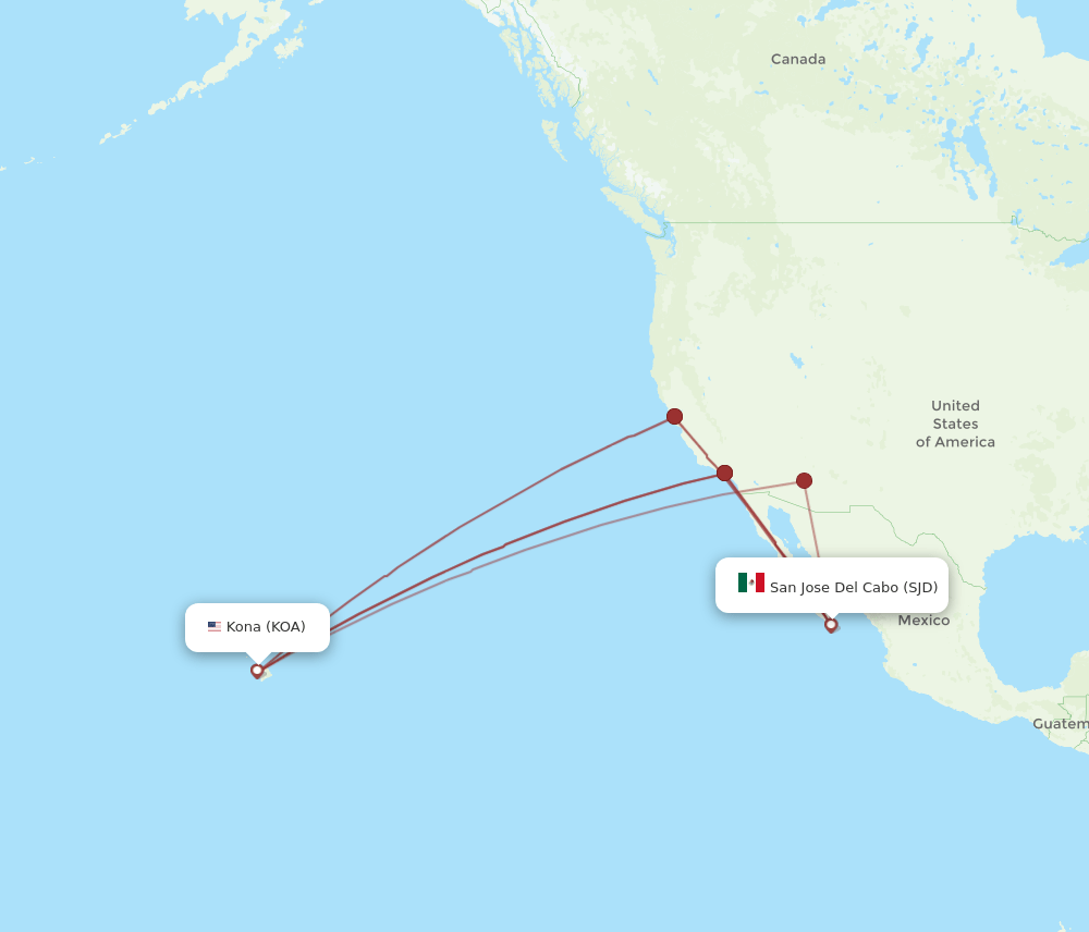 KOA-SJD flight routes