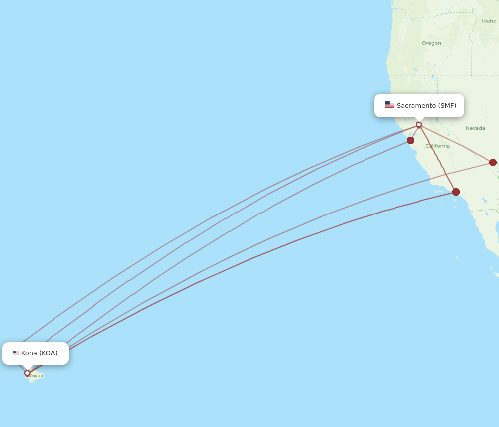 KOA-SMF flight routes