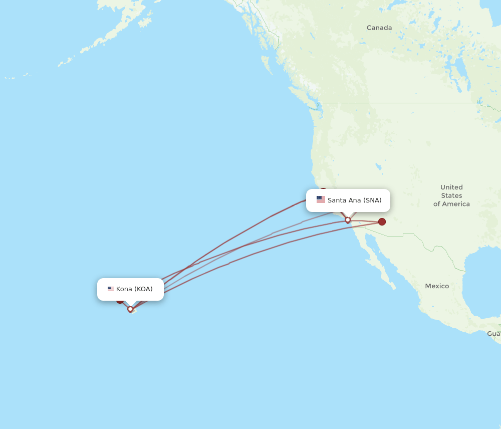 KOA-SNA flight routes