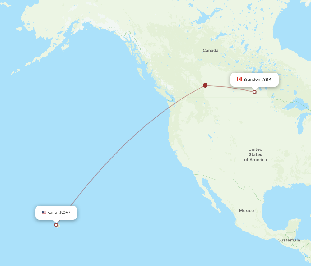 KOA to YBR flights and routes map