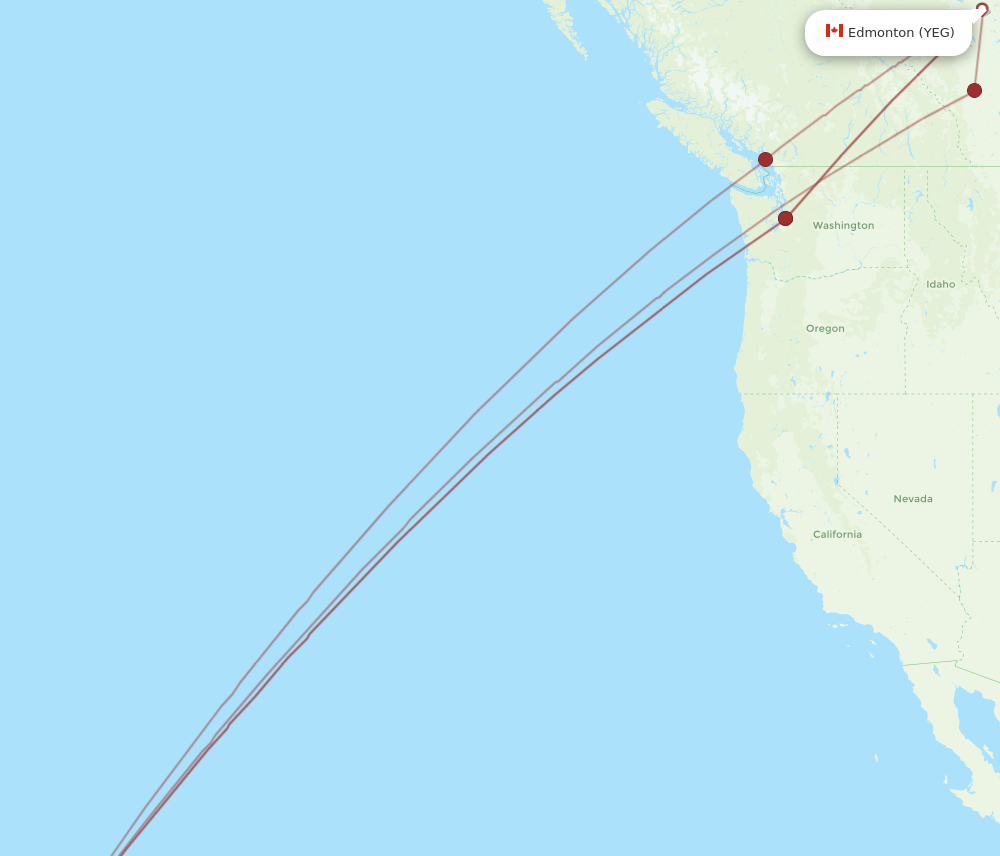 KOA to YEG flights and routes map