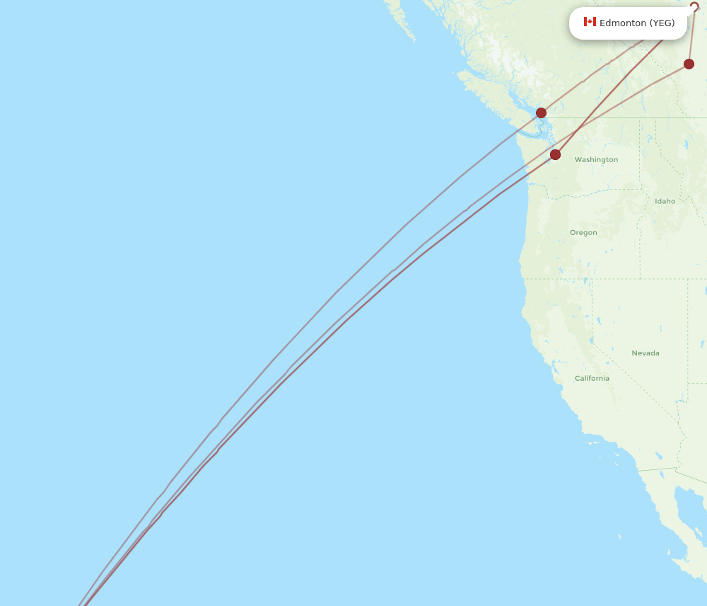 KOA-YEG flight routes