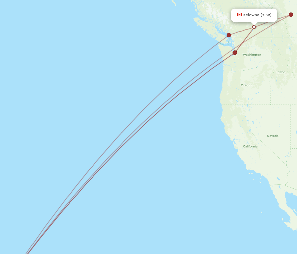 KOA to YLW flights and routes map