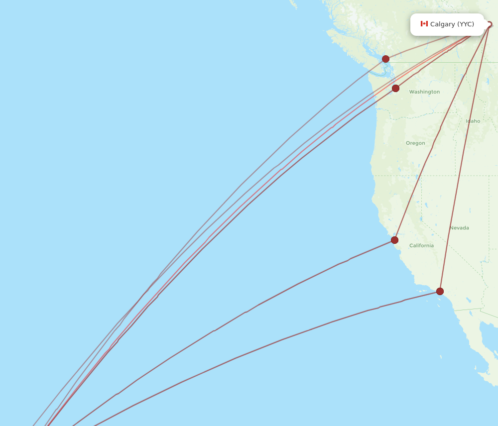 KOA to YYC flights and routes map